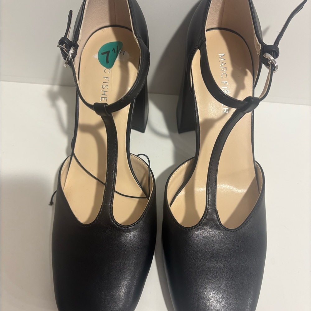 Marc Fisher Elegant Black T-Strap Heels